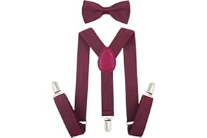 Kanfouaela Kid's Suspenders and Bowtie Set - Fits Child Boys & Girls, 6 Months to 7 Years, Perfect for Daily Wear & Events