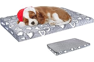 VANKEAN Reversible Cool and Warm Dog Bed Mat for Crates - Stylish Pad With Waterproof Inner Linings and Removable Machine Washable Cover, Firm Support for Small to XX-Large Dogs, Grey