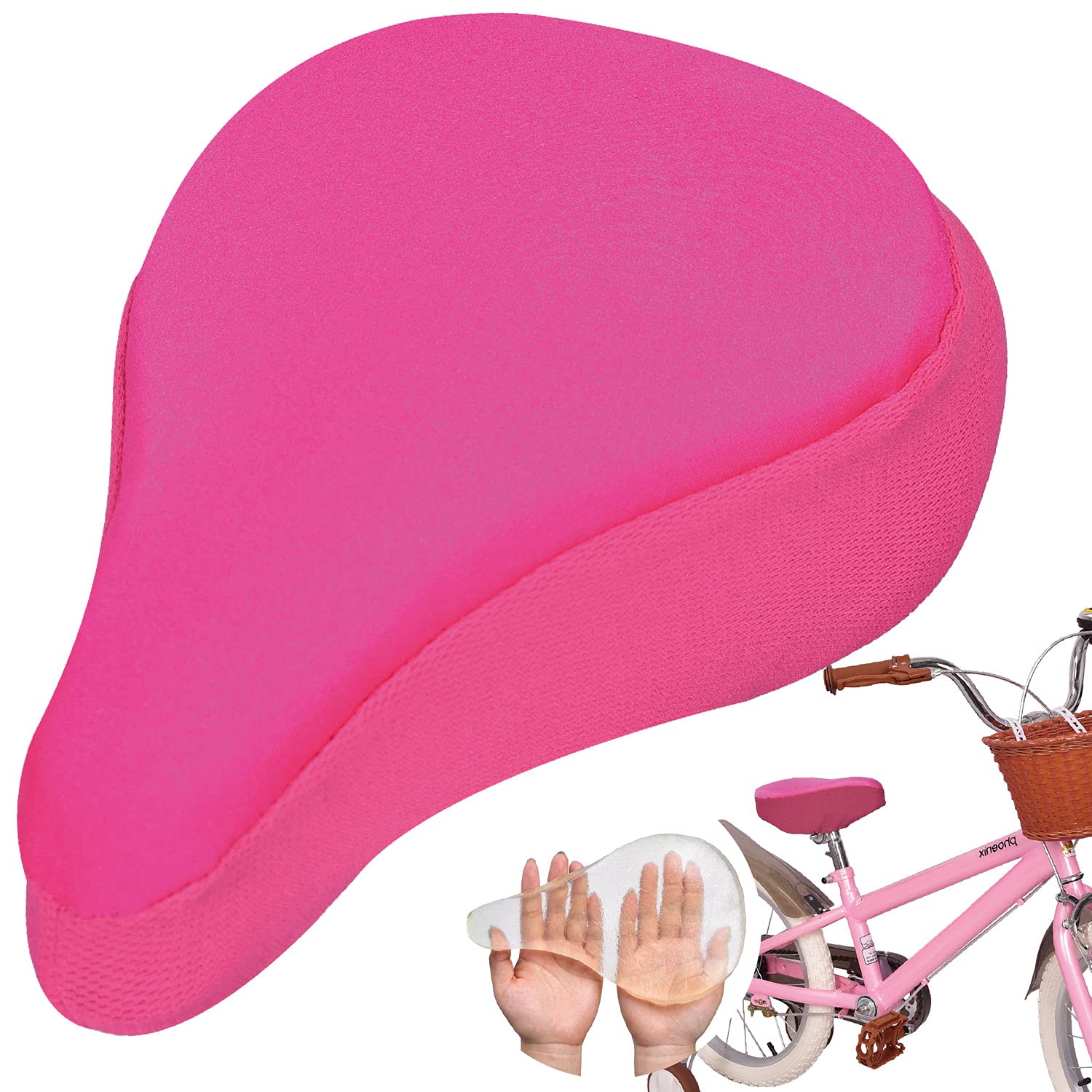 Photo 1 of WINNINGO Kids Bike Seat Cushion, Anti-Slip Gel Child Bike Seat Cover Comfortable Adjustable Small Bicycle Saddle Pad for Child Indoor Outdoor Cycling,9 x 6in (Light Pink)