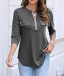 Halife Dressy Tops for Women 3/4 Sleeve Tunic Tops