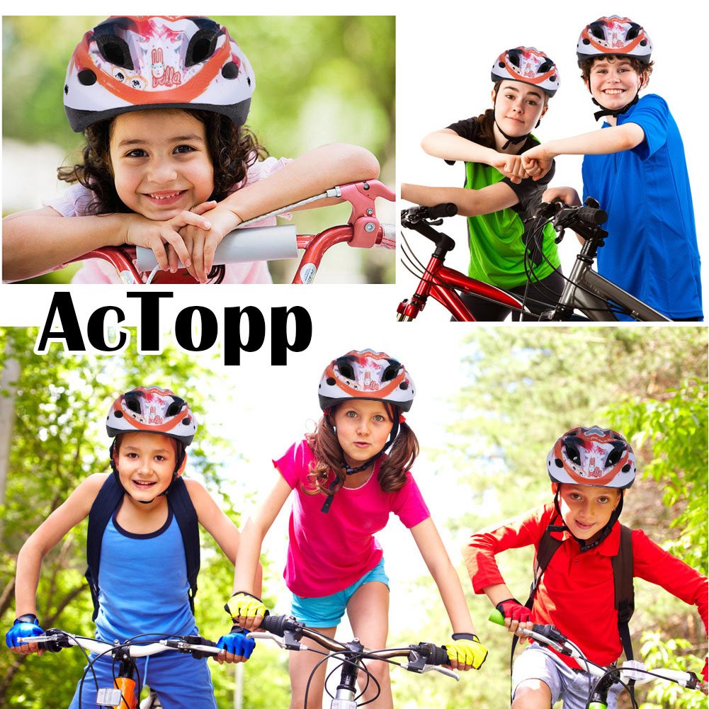 AcTopp Child Bike Helmet, Safety Adjustable Ultralight MTB/Road/Motorcycle Helmets with Removable Visor, Multi Vents and Inner Padding Chin Protector (Black&Red 2)