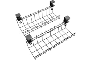 KD Essentials – 2X Metal Cable Baskets, Size M, Twin Pack – clampable Cable Holder, Drill-Free & Screw-Free mounting (C-clamp