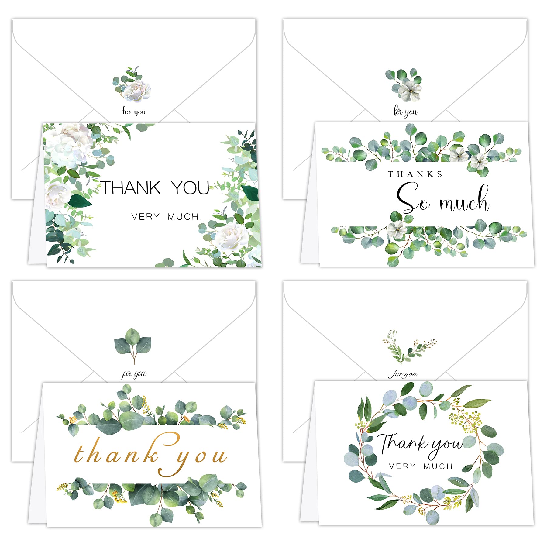 48 Packs of Thank You Cards with Matched White Envelopes – Greenery Design Perfect for Wedding, Baby Shower, Birthday, Small Business 4x6inch (682)