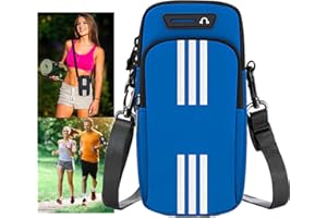 AiScrofa Sports Armband, Running Gym Universal Smartphone Arm Bag with Earphone Hole Multifunctional Pockets for iPhone 13/12