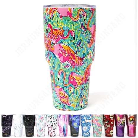 Comli 30oz Tumbler Stainless Steel Double Wall Vacuum Insulated Travel Mug With Lid and Straw Flamingo Cleaning Brush