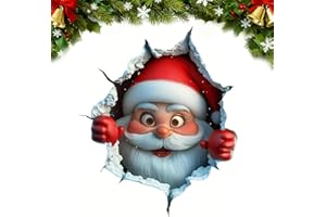 Christmas Creative Wall Sticker, 3D Wall-Breaking Santa Claus Sticker, Large 3D Santa Claus Walls Decals, Santa Claus Cartoon