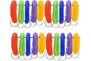 Coil Wrist Keychains, Plastic Spiral Coil Wrist Band Key Ring Chain Colorful Spiral Stretch Wristband Keychain Key Chain for 