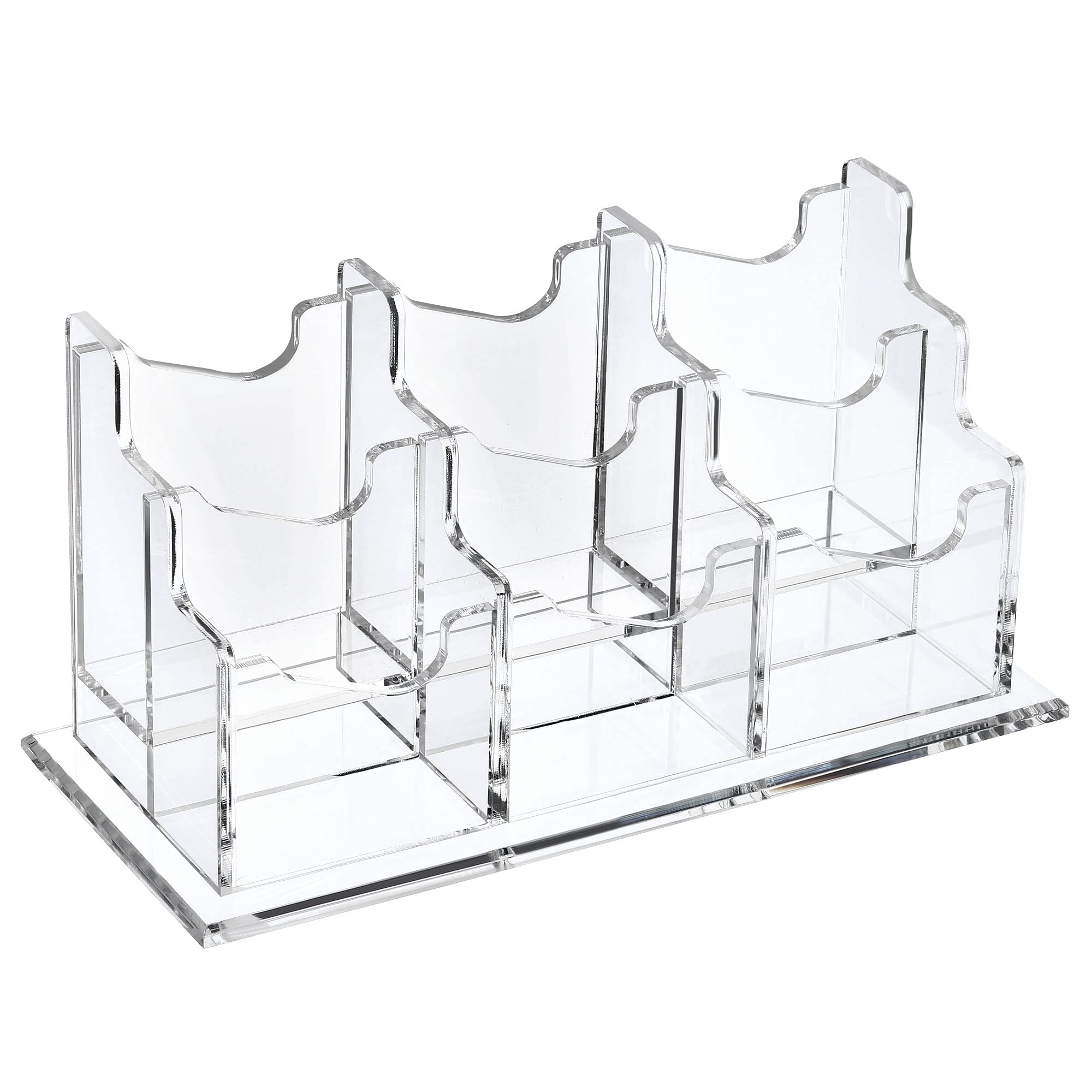 PATIKIL Business Card Holder, Acrylic Vertical 6 Slots Desktop Name Cards Display Stand for Office Desk, Clear
