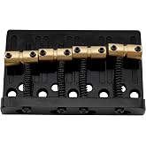 Musiclily Pro BB006 57mm 4-String Hardtail Bass Bridge Brass Saddles, Black | 2-1/4 inch String Spacing, Zinc Alloy Plate
