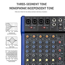JXSOU Audio Mixer, 10-Channel DJ Mixer Bluetooth