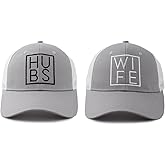 Fxbwhtey 2 PCS Hubby and Wifey Trucker Hats for Men Women, Adjustable Embroidered Couple Mesh Baseball Cap