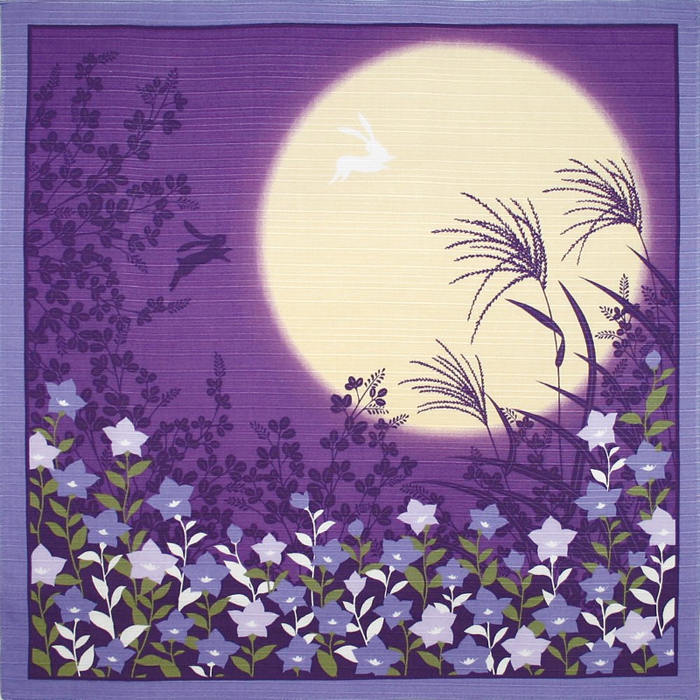 Furoshiki Small-size Flower-scene Wrapping-cloth Moonlit-night and Bell-flower 03