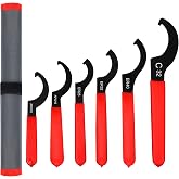 AutoWandererTool 6Pcs Coilover Spanner Wrench Set,Carbon Steel,Red Roll Bag | Adjustable Shock Wrench for Most Coil Over Shock,Rust- and corrosion-resistant,non-slip silicone handle,sturdy and durable