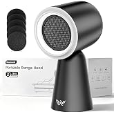 Portable Range Hood with Light, Desktop Kitchen Exhaust Fan with Water Washing Self-Cleaning Mode, 12&deg; Adjustable Head, 3-Speed, Low Noise, Ideal for Apartment, RV, Indoor Hot Pot and BBQ (Black)