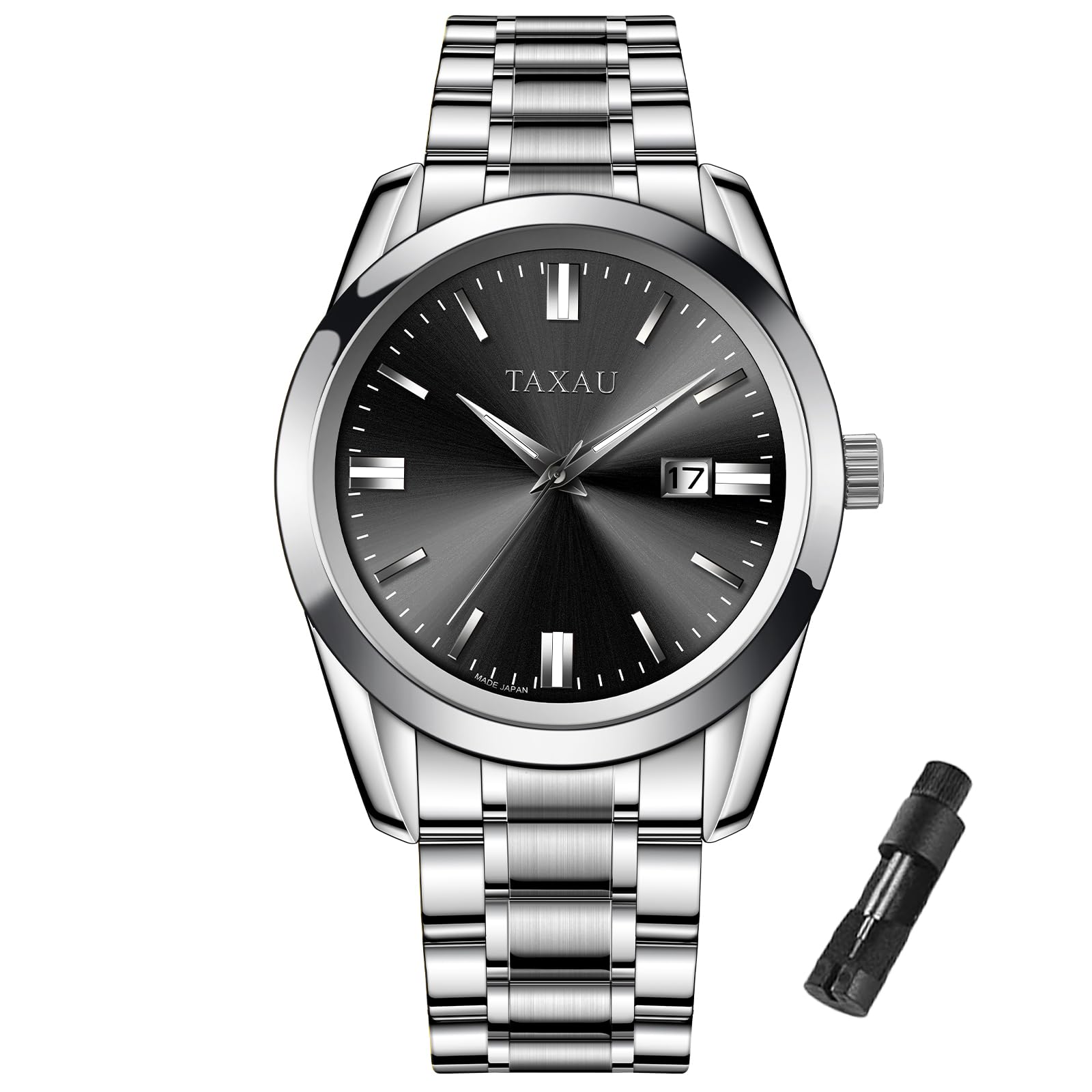 Taxau Stainless Steel Men's Watches Waterproof Watches Luxury Business Watches Multifunction Luminous Date Gift Men