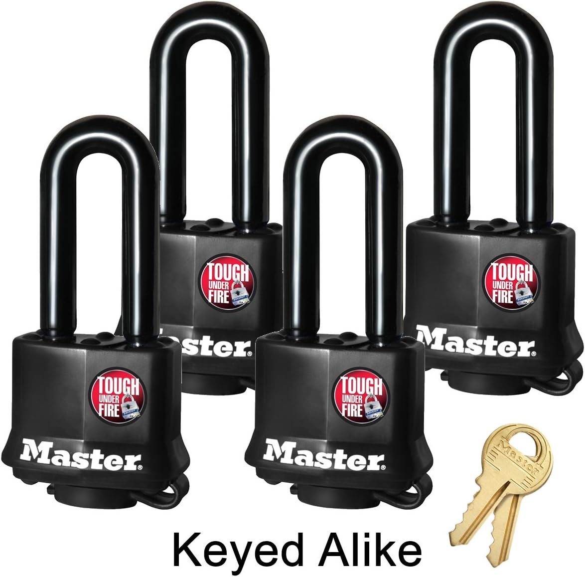 Master Lock (4) Keyed Alike Padlocks w/ Thermoplastic Coating Model