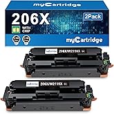 206X Black Toner Cartridges 2 Pack for HP 206X 206A M283fdw M283cdw M255dw | Compatible for HP Color LaserJet Pro MFP M283fdw M283cdw M283fdn M255dw M283 M255 Printer W2110X W2110A High Yield with Chip