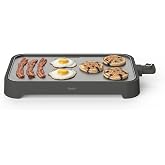 Martha Stewart 12"x 22" XL Electric Griddle, Ceramic Nonstick Flat Top | PFAS-Free Nonstick Grill, XL Cooking Surface for Pan