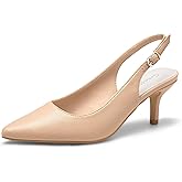 Greatonu Women's Kitten Heels Pointed Toe Slingback Dress Pumps Shoes