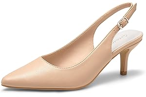 Greatonu Women's Kitten Heels Pointed Toe Slingback Leather Insole Dress Pumps Shoes