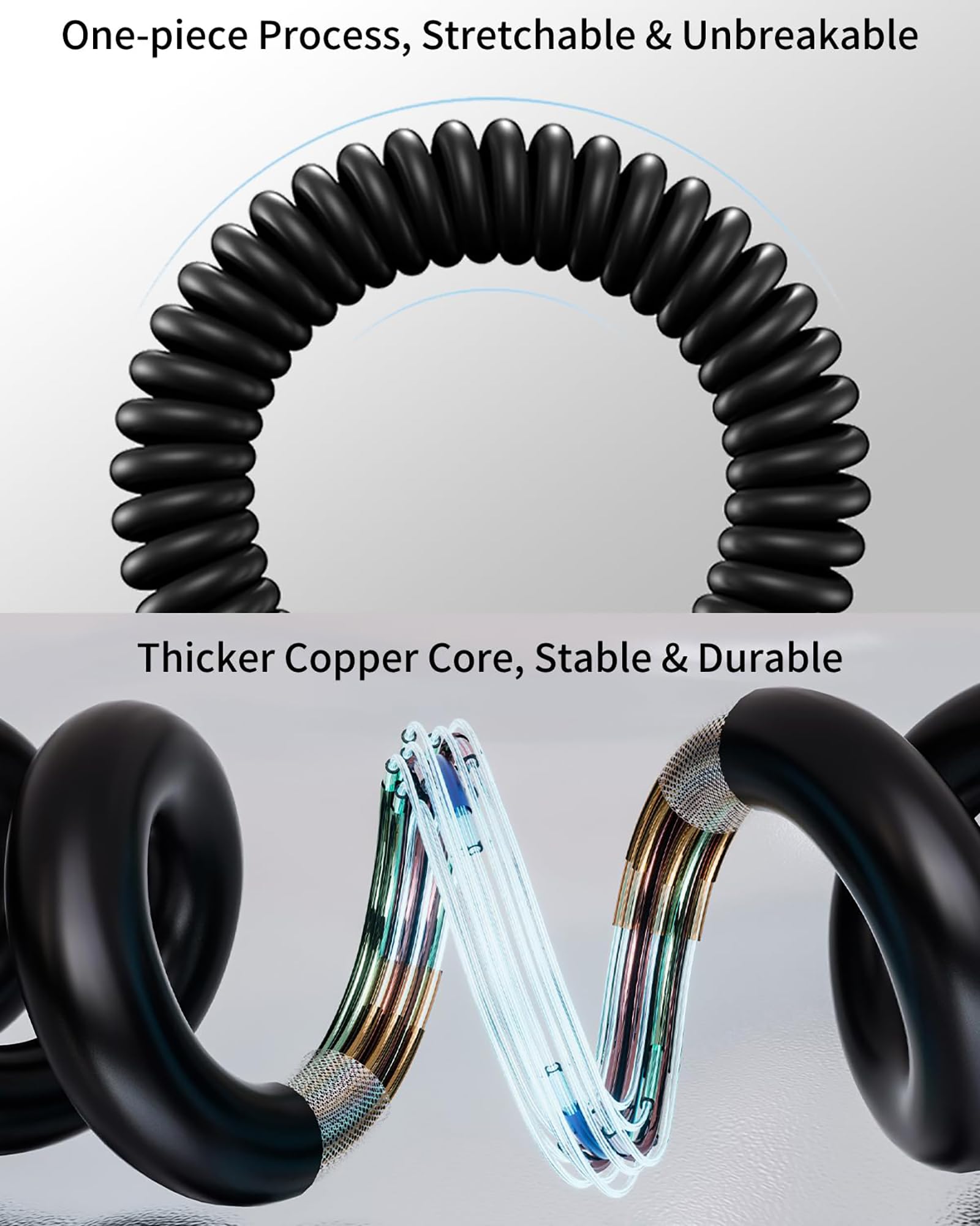 USB to USB-C Cable 5 ft, iPhone 16e Retractable Fast Charging Cord, USBC Coiled Spring Cable for iPhone 16 Pro Max 15 Plus, Samsung Galaxy S25 Ultra, Pixel 9A 9 Pro Android Auto Apple CarPlay