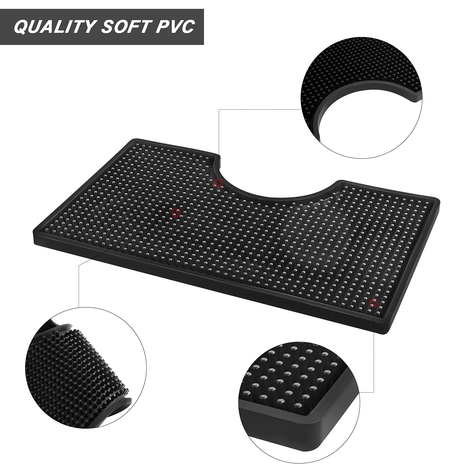 MRbrew Beer Drip Tray, Non-Slip PVC Kegerator Surface Mount Drip Tray Mat, Beverage Bar Drip Tray with Draft Beer Tower Flange Cutout