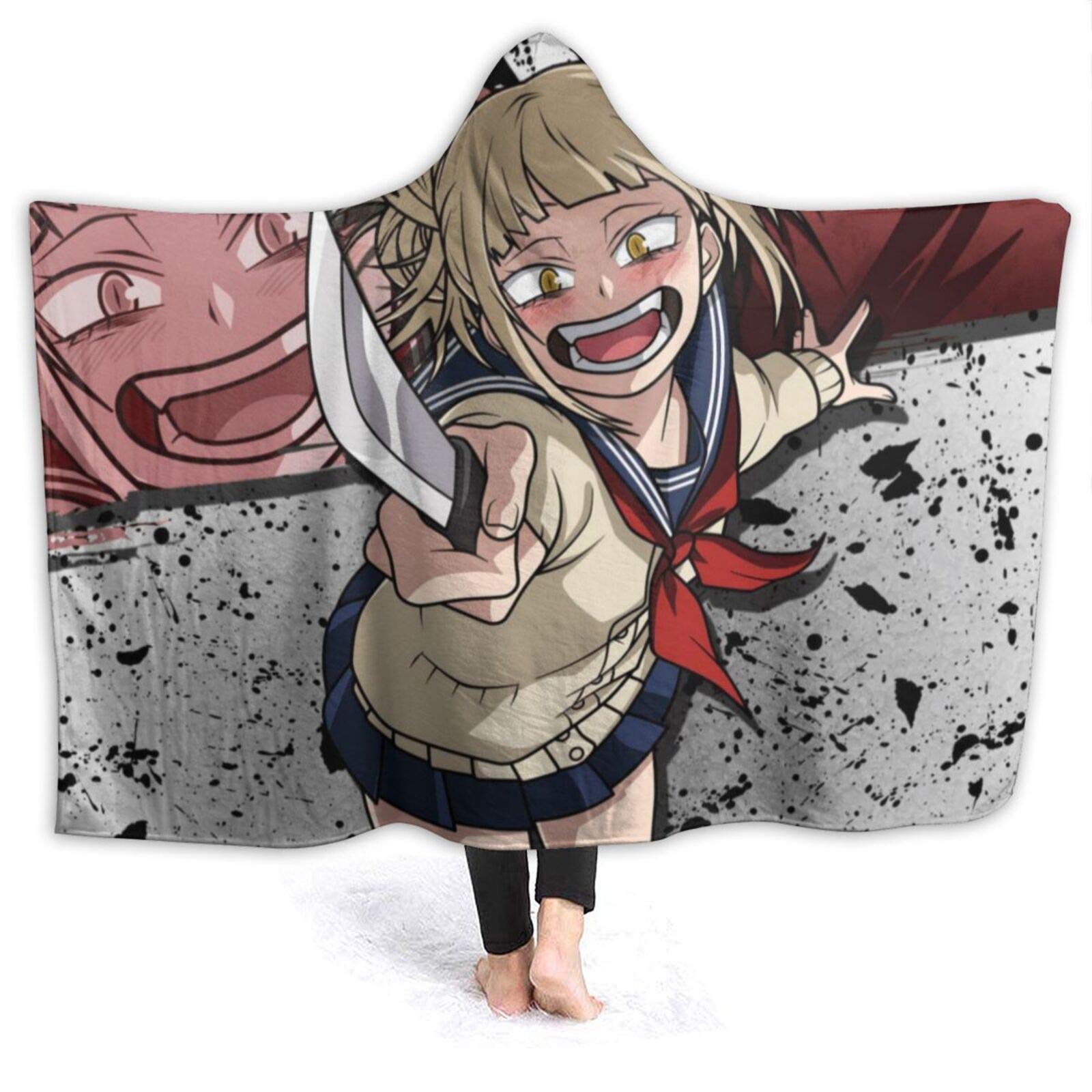 My Hero Academia Toga Himiko 3D Printed Throw Wearable Hooded Blanket for Watch TV Sofa Lounge Bed N