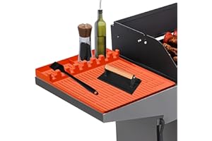 SUPERJACKWANG Silicone Grill Mat Accessories for Blackstone Outdoor Grill | Griddle Mat Tools Prep Trays with Drip Pad | Spatula Mat Side Shelf Mat Barbeque Grill Accessories | Food-Grade Silicone Griddle Mat