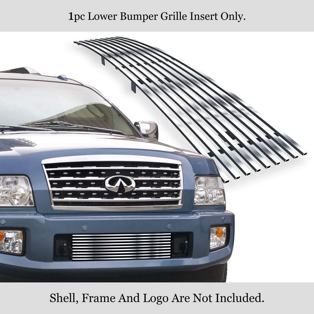 APS Compatible with Infiniti QX56 2004-2010 Lower Bumper Stainless Steel Chrome Polished 8x6 Horizontal Billet Front Grill Grille Insert N85448S