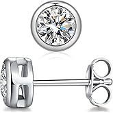 Jiamiaoi 18K White Gold Plated 3.5 Carats Round Halo Earrings 925 Sterling Silver Solitaire Stud Earrings for Women Men, Sparkle 5A+ Cubic Zirconia Studs Fashion Jewelry for Women