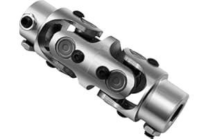 GLOCRORET 3/4" DD X 3/4" DD Double U-Joint Chrome Steering Shaft Universal Joint Total Length 127mm, 35° Degree