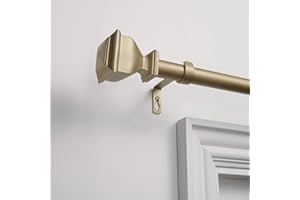 EXCLUSIVE HOME CURTAINS Exclusive Home Napoleon 1" Curtain Rod and Coordinating Finial Set, Gold, Adjustable 36"-72"