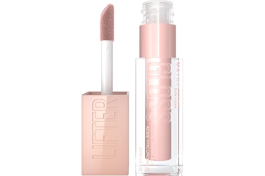 Maybelline Lifter Gloss, Hydrating Lip Gloss with Hyaluronic Acid, Ice, Pink Neutral, 0.18 Ounce