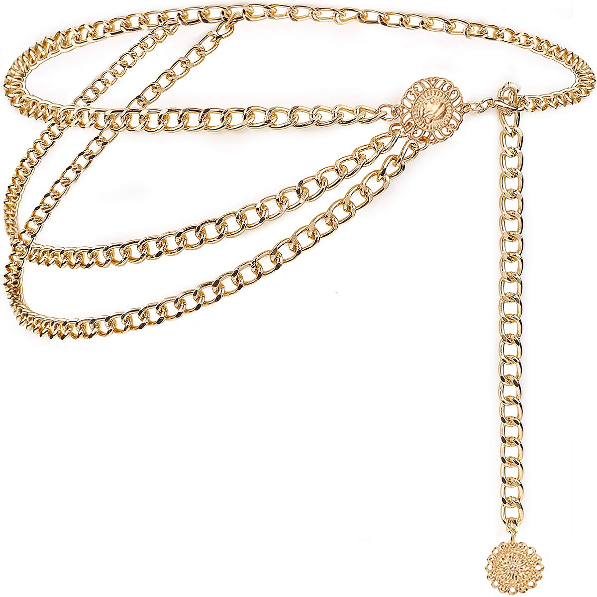 Suyi Gold Chain Belts for Women Waist Chain Belt Multilayer Body Belly Chain 110CM Gold