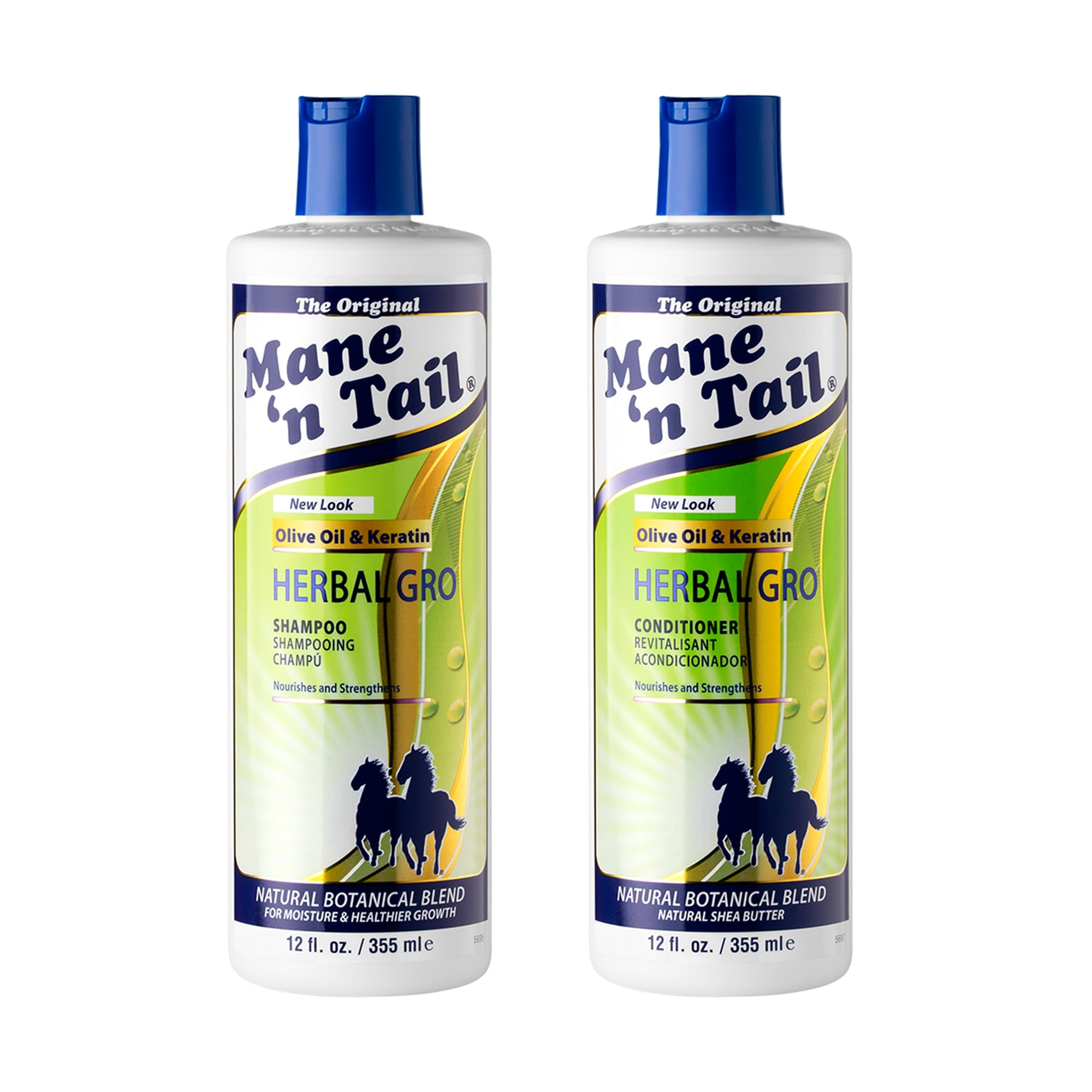 Mane 'n Tail Herbal Gro Shampoo and Conditioner Twin Pack, Nourishes and Strengthens, Olive Oil and Keratin, 355 ml (Pack of 1)