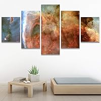 SIGNWIN 5 Panel Canvas Wall Art Aerial Astronomy & Space Dramatic Global Green Photography Realism Stars Ultra for Home Decorations Ready to Hang - 60