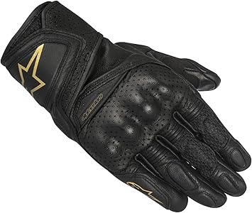 Black and gold motorcycle gloves Clearance