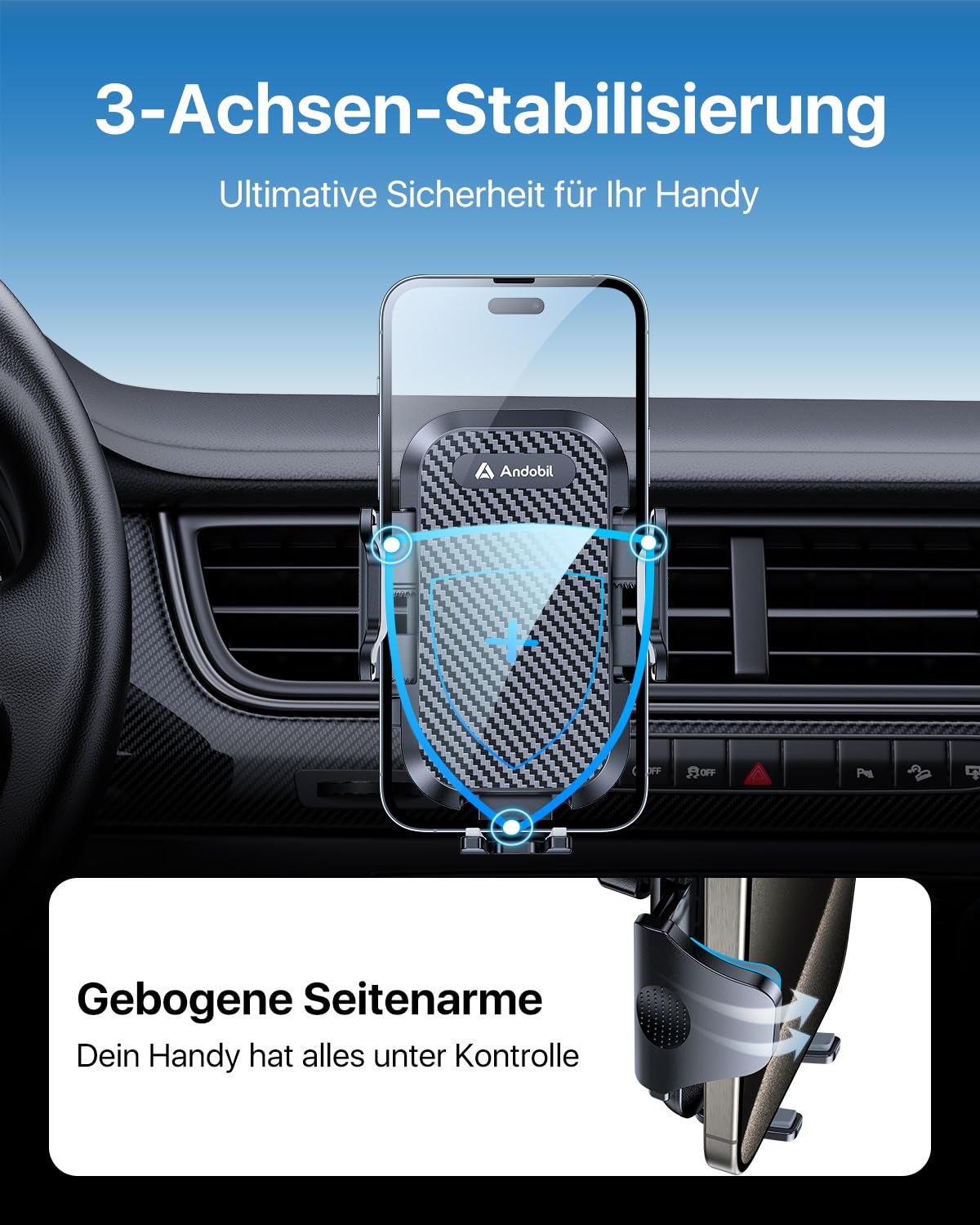 andobil Handyhalterung Auto Lüftung [2026 Neueste Lüftungsclip] Kfz Handy Halterung [100% Sicherer Griff ] 360° Drehbar Autohalterung Zubehör für iPhone 17 Pro Max Air 16 15 14 13 12 Galaxy S25 Ultra 3