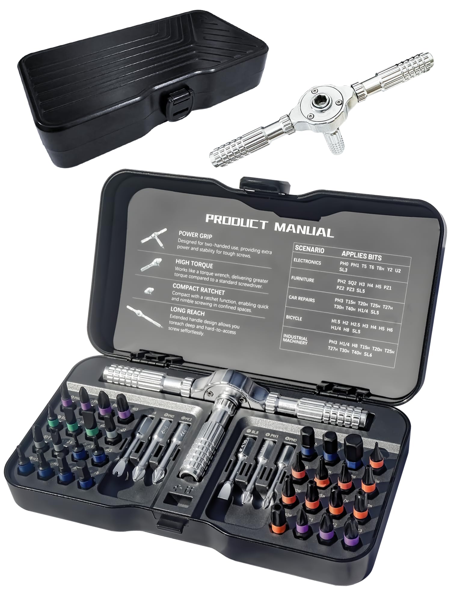 Photo 1 of 2025 New 42 in 1 Magnetic Screwdriver Set, DIY Multi Bits Ratchet Screwdriver Set with T Ratcheting Handle, Compact Flexible Shaft Repair Tool Kit for Electrical, Furniture Assembly