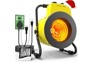 KARVEDEN 1500W Greenhouse Heater with Digital Thermostat, Outdoor Heater with Overheat Protection and 3-Second Rapid Heating Function, Outdoor Heaters for Patio Garage, Greenhouse, Flower House