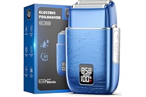 UYTHUMIDID Electric Razor for Men, Electric Shaver for Men, Upgraded Foil Shaver with 3 Adjustable Speeds, Type-C Rechargeable Close Shave Beard Trimmer, IPX7 Waterproof Wet/Dry Travel Lock (Blue)