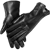 MaxW Leather Gloves for Women Winter, Touchscreen Gloves for Cold Weather with Warm Lining