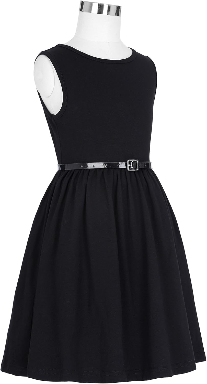 GRACE KARIN Girls Sleeveless Crew Neck Floral A-Line Dress: Clothing