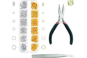 SHANDERBAR Open Jump Rings and Lobster Clasps Jewelry Kit ，Jewelry Making Kit, with Round Buckle, Lobster Buckle, Jewelry Repair Tool, Used for Jewelry Making(Gold, Silver)