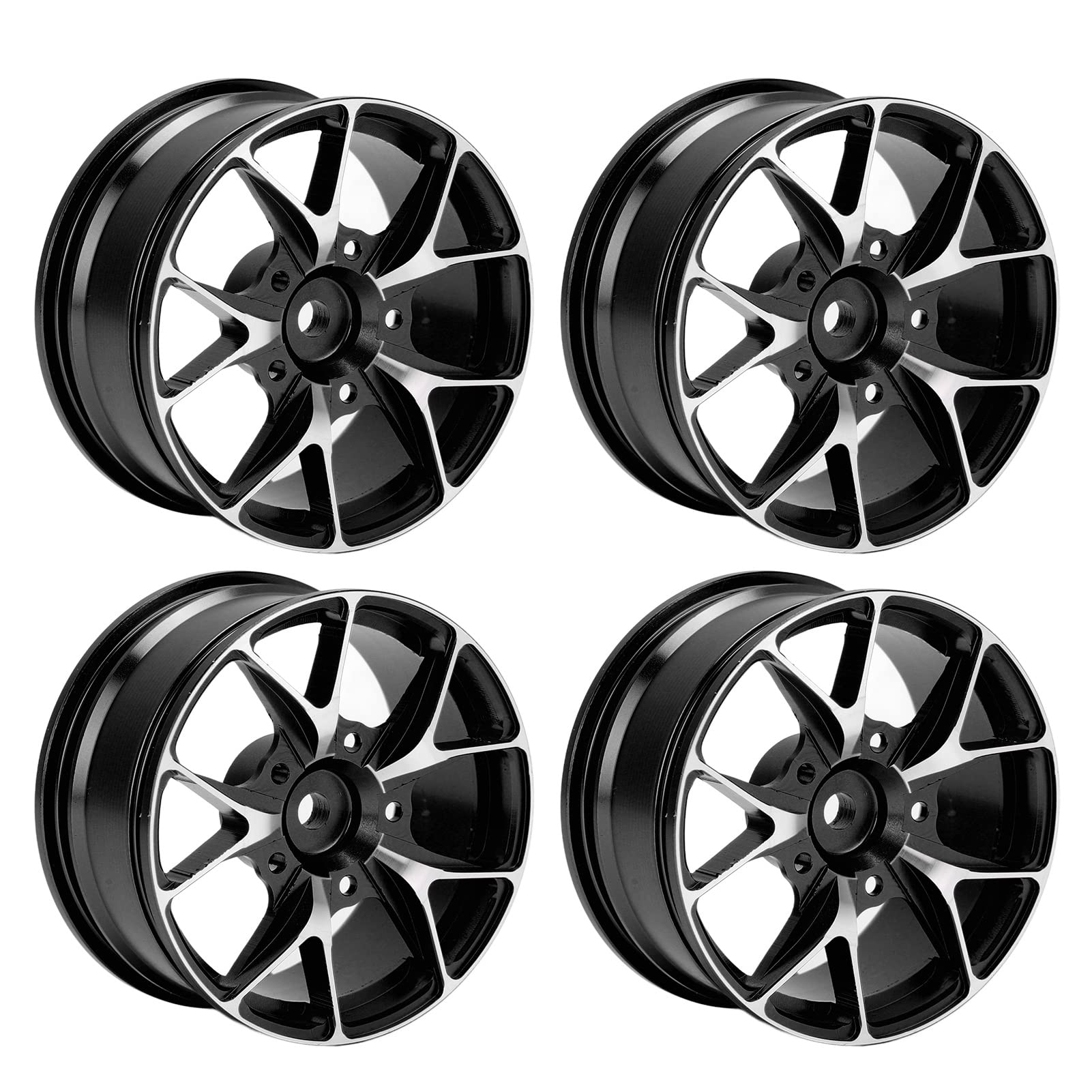 Leapiture 4 pcs 52mm remote control drift wheel, aluminum alloy wheels, RC car rim accessories for 1/10 sports car flat car road and car drifting model travel wheels toy(Black)