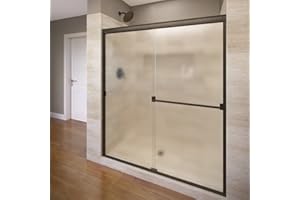 BASCO SHOWER DOOR Basco Classic Sliding Shower Door, Fits 40-44 inch opening, Obsure Glass, Oil Rubbed Bronze Finish