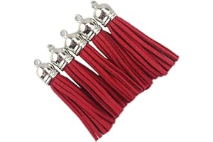 QIANHAILIZZ 30 Silver CCB 2-1/4 Inch Faux Suede Tassel Charm Keychain Cellphone Straps Z58