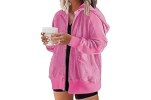 Eytino Womens Plus Size Long Sleeve Zip Up Oversized Casual Hoodies Sweatshirt Jackets with Pockets(1X-5X)