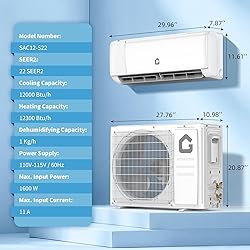12000 BTU Mini Split AC w/WiFi Work Alexa 22 SEER2