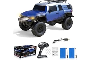 Desdoni RC Cars RC Crawler 1/10 Scale RTR Remote Control Car 4WD 2.4GHz Brushed Offroad Racing Hobby Grade Model Vehicle with LED Lights 2Pcs Battery Toy for Kids and Adults